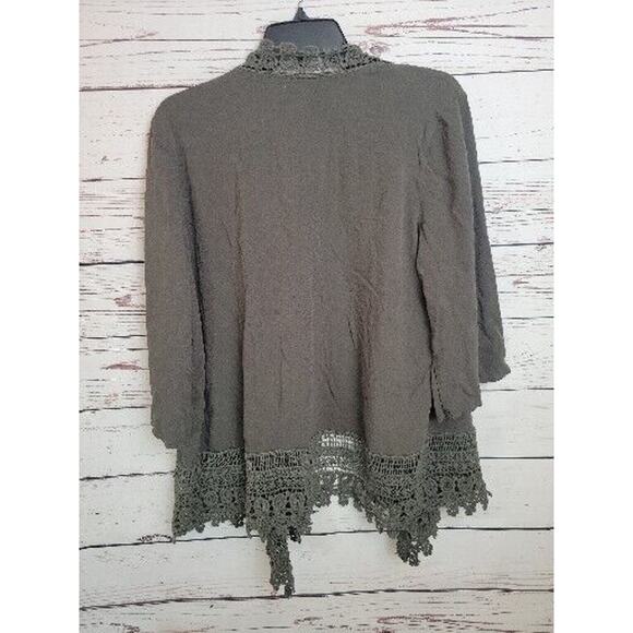 Maurices Green Open Front Crochet Trim 3/4 Sleeve Kimono Top Women's Size XL - Picture 5 of 10